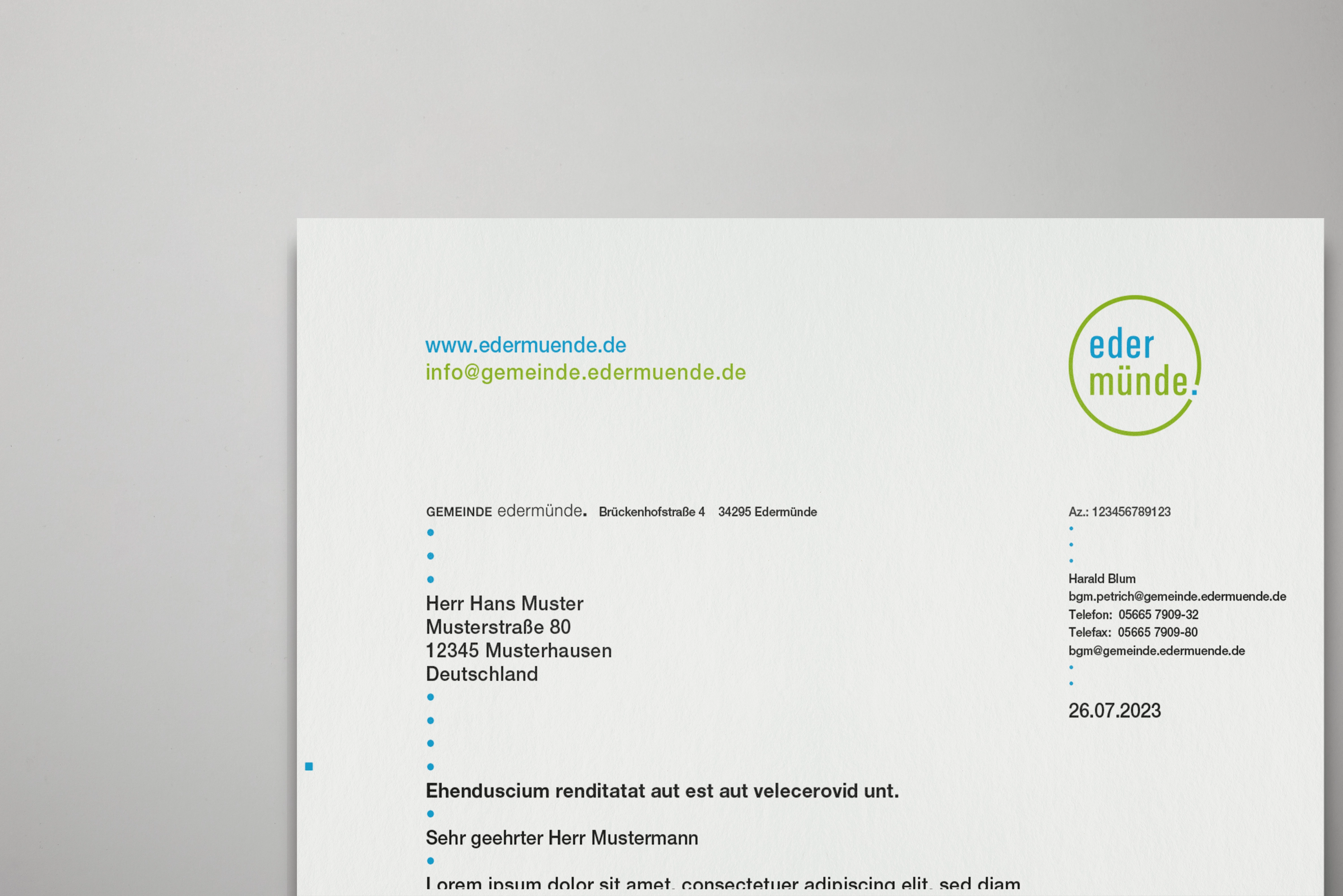 Briefpapier der Gemeinde Edermünde.