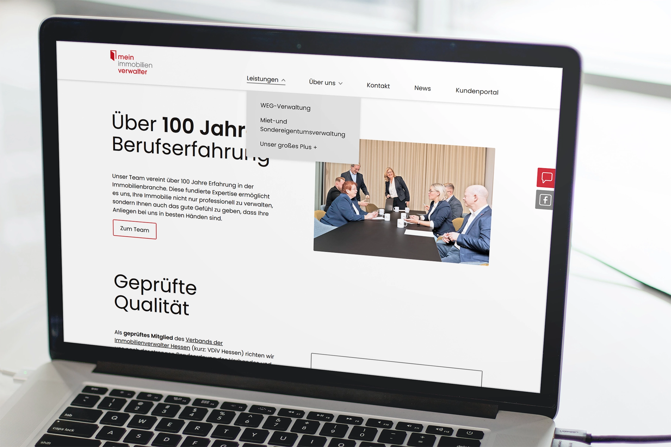 Startseite der Website von mein-immobilienverwalter Kassel GmbH.