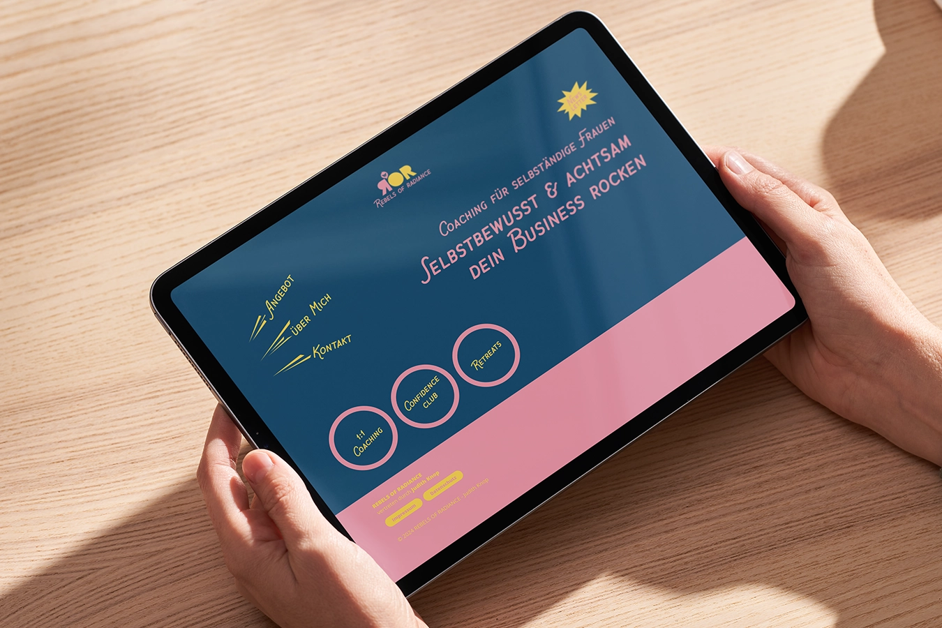 Startseite der Website von ROR auf dem Tablet.